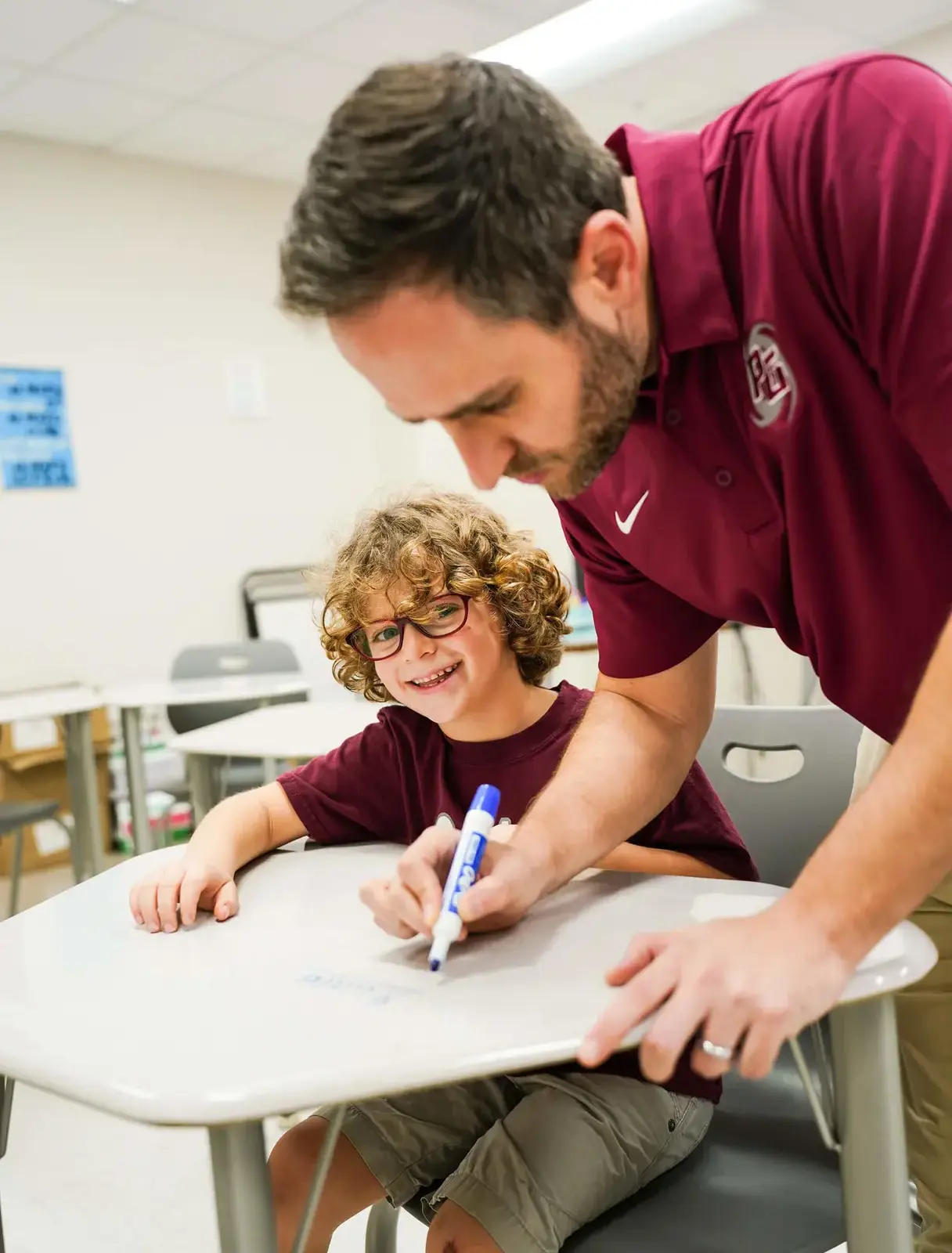 Porter Gaud student in class with their teacher