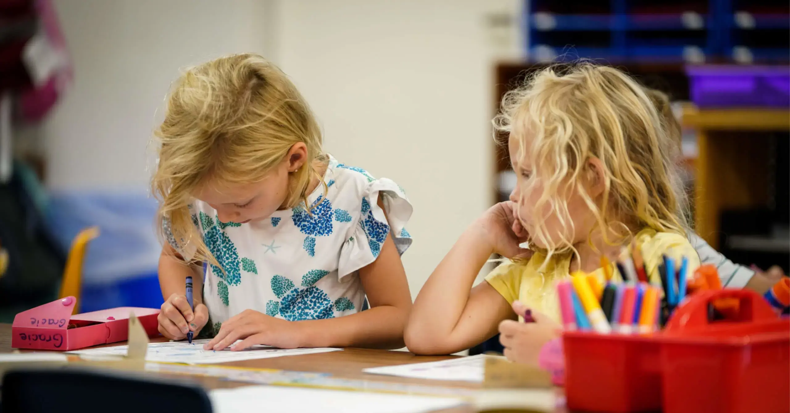 Porter-Gaud O'Quinn school students drawing in class